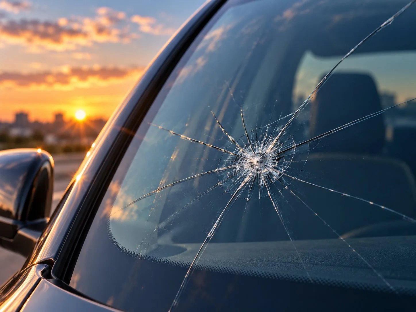 Cracked windshield needing auto glass repair